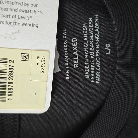 LEVI'S 501 BRAND SIGNATURE MENS BLACK SHORT SLEEVE RELAXED T-SHIRT SIZE LARGE - Picture 11 of 11